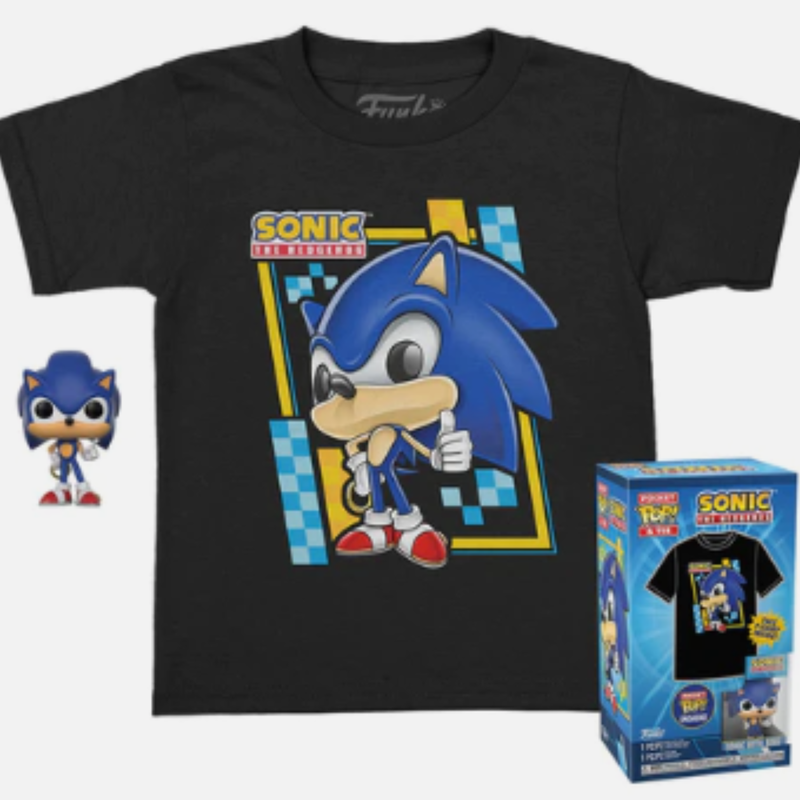 Funko Pop Llavero & Tee: Sonic - Playera Infantil Mediana Con Llavero Sonic