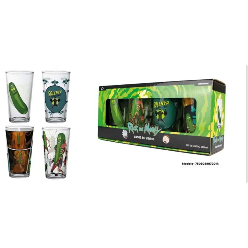 Set Exclusivo De 4 Vasos De Vidrio Edición Limitada 1 Rick And Morty